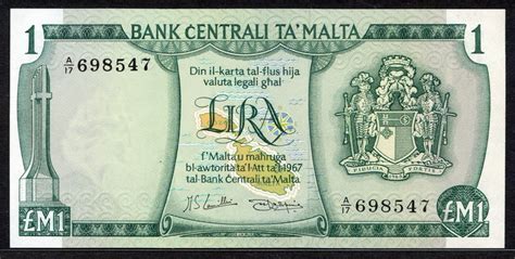 Currency converter the converter shows the conversion of 1 maltese lira to indian rupee as of tuesday, 22 june 2021. Malta banknotes Lm 1 Maltese Lira bank note 1967|World ...