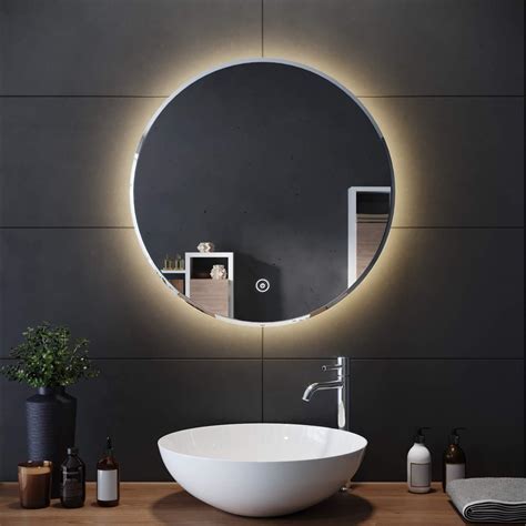 Elegant 600x600mm Round Illuminated Led Light Bathroom Mirror Backlit Makeup Mirror With Sensor