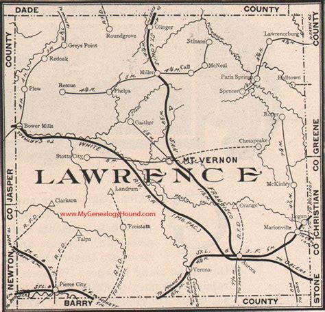 Lawrence County Missouri Map 1904 Mt Vernon Aurora Pierce City