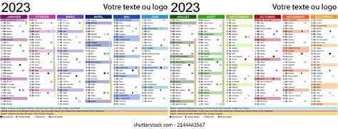 Calendrier Français 2023 Avec Vacances Saints Image Vectorielle De
