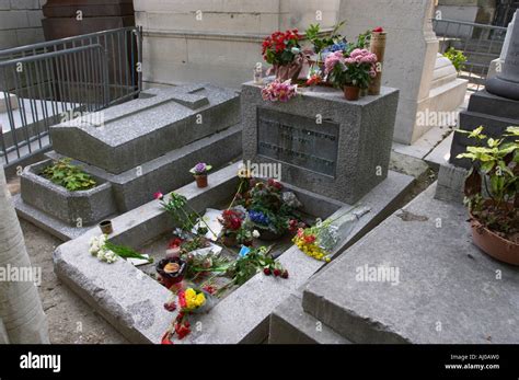 Grave Of Jim Morrison At The Pere Lachaise Cemetery Paris France Stock