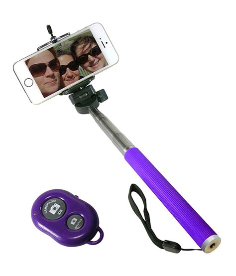 Style Quirk Purple Selfie Stick With Bluetooth Remote Selfie Sticks