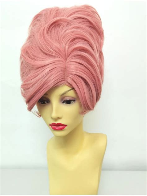 Pink Beehive Wig 60s Vintage Wigs Star Style Wigs