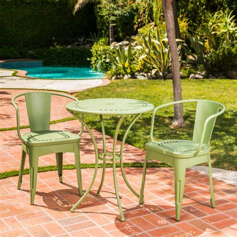 Outdoor 3 Piece Paint Finished Iron Bistro Set Nh382103 Noble House