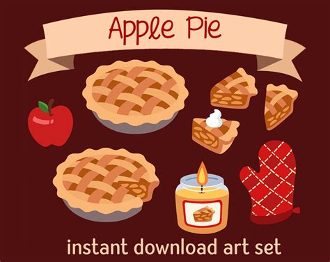 Apple Pie Clip Art Set Descarga Instantánea Gráficos De Etsy España