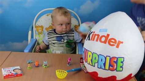 Giant Kinder Surprise Egg Unwrapping With New Toys Youtube