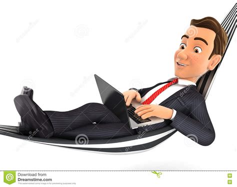3d Businessman Lying Down On Surfboard Stock Illustration