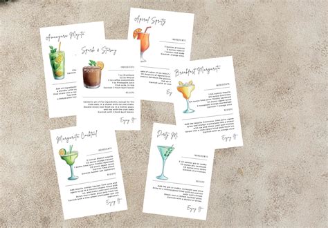 Cocktail Recipe Card Template Canva Drink Recipe Cards Etsy