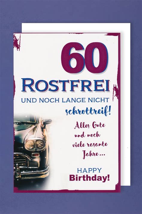 > die neue lustige geburtstagsgedichte seite 60 Geburtstag Karte Grußkarte Sekt Rostfrei Oldtimer 16x11cm | 1-2-3-geburtstag