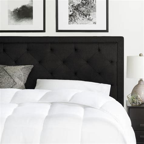 Brookside Diamond Tufted Black Queen Upholstered Headboard In The