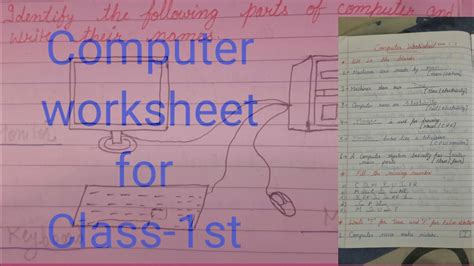 Computer Worksheet For Class 1stknow Your Computersolved Worksheet