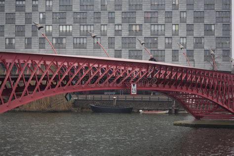 A View Of The Red Bridge At Eastern Docklandsamsterdam The Netherlands