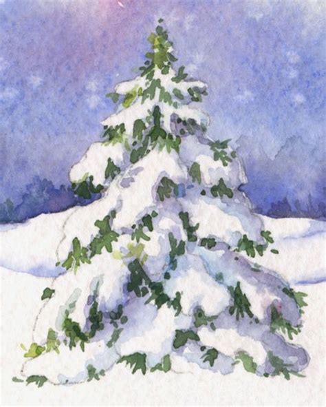 Everyday Artist How To Paint A Snow Covered Evergreen Tree Technique