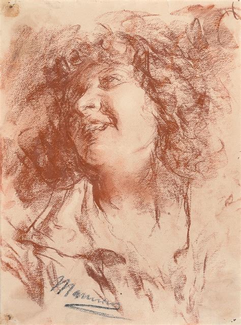 Bid Now Sanguine Drawing Of A Woman By Antonio Mancini January