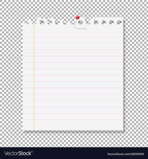 Blank Note Paper On Transparent Background Vector Image