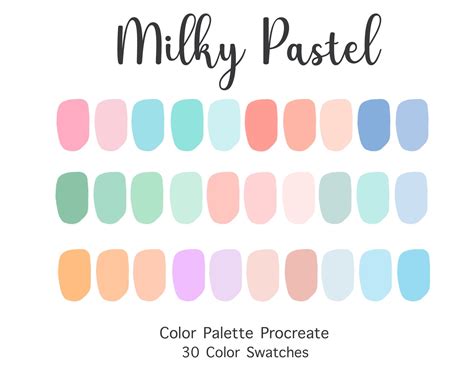 Pastel Color Palette Light Pastel Color Sweet Color Procreate