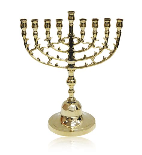 Hanukkah Menorah With Burning Bush Design In Gold