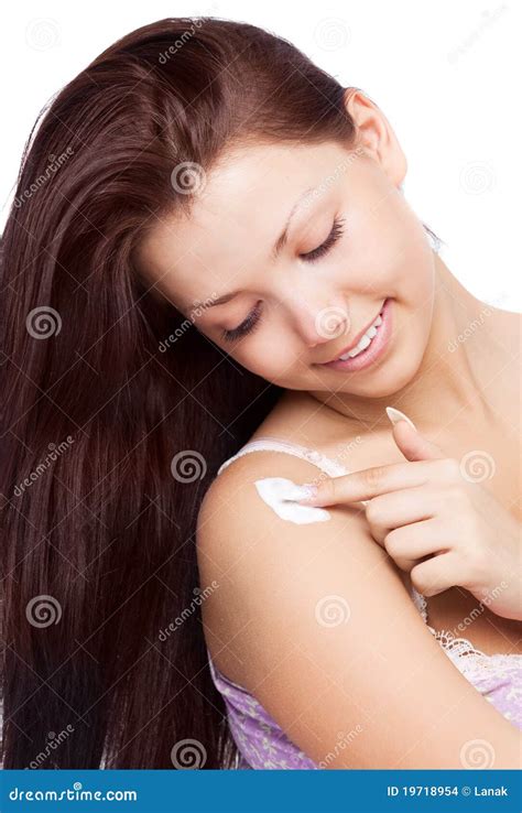 Woman Applying Lotion Stock Photo Image Of Girl Healthy