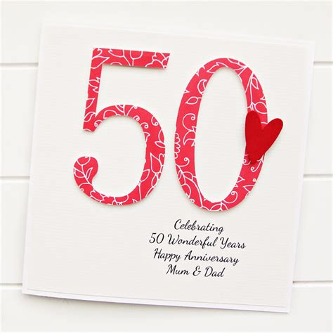 Paper is often given on the first anniversary; 50th Anniversary Custom card personalised wedding husband wife golden | the little card boutique ...