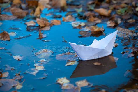 Paper Boat On Water Stock Photo Image Of Bright Navigate 34422562