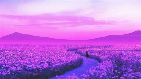 Flower Field Lavender Landscape Scenery Digital Art 4k 62499