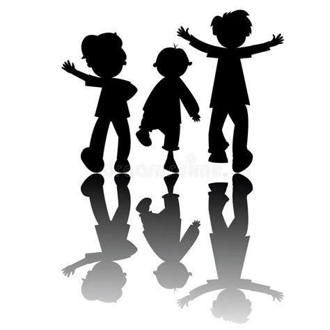 Kids Silhouettes Isolated On White Background Stock Vector