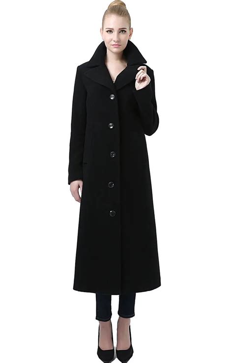women s single breasted long wool blend maxi walking coat in wool and blends from women s clothing