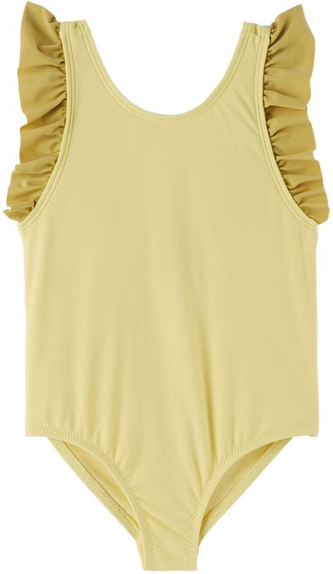 Coco Village Kids Yellow Ruffled One Piece Swimsuit
