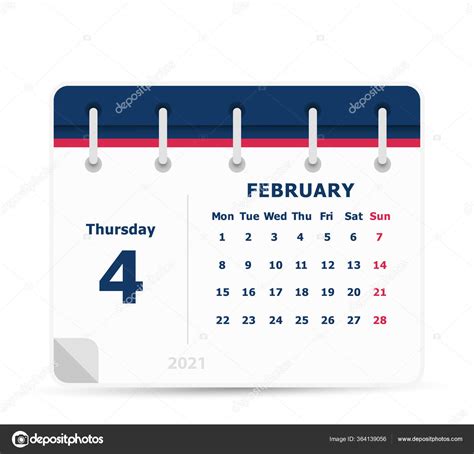 Febrero Icono Del Calendario 2021 Semana Comienza Lunes Plantilla