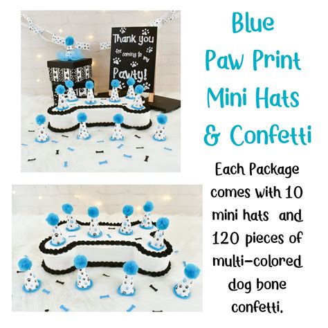 Blue Paw Print Mini Party Hats For Dog Birthday Party Mini Etsy