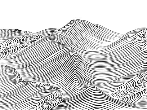 Abstract Ocean Waves Black And White Minimalist Print Simple Sea Line