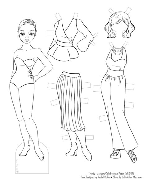 Paper Doll School Paper Doll Collaboration 2019 Free Coloring