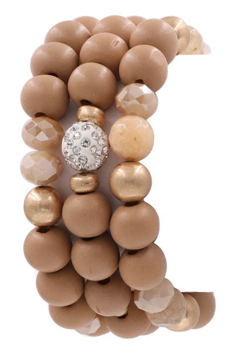 Nude Wood Bead Bracelet Set Bracelets