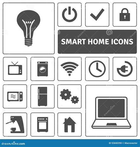 Smart Home Icons Set Stock Vector Illustration Of Button 55840390