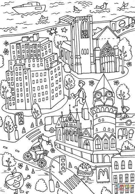 100s of free coloring books for adults! Western Union Building and Jefferson Market Library ...