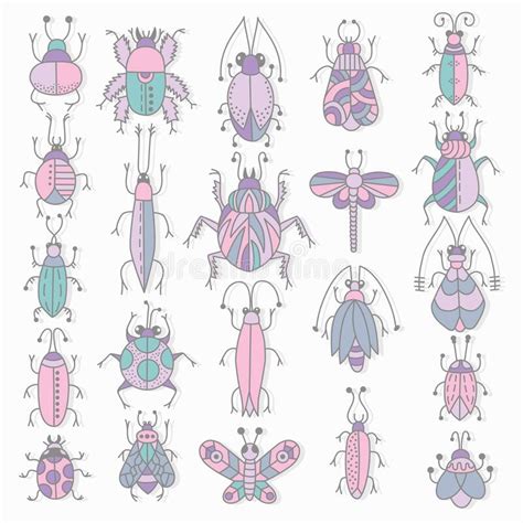 Cute Bugs Insects Vector Set Stock Vector Illustration Of Insects