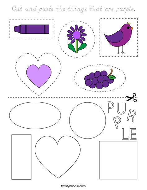 Cut And Paste The Things That Are Purple Coloring Page Dnealian