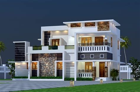 2000 Sq Ft 4bhk Contemporary Style Twp Storey House And Free Plan