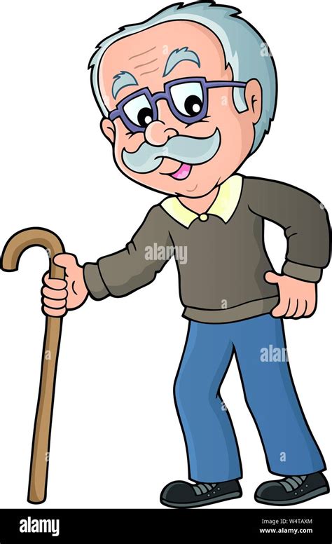 Grandpa With Walking Stick Image 1 Eps10 Vector Illustration Stock