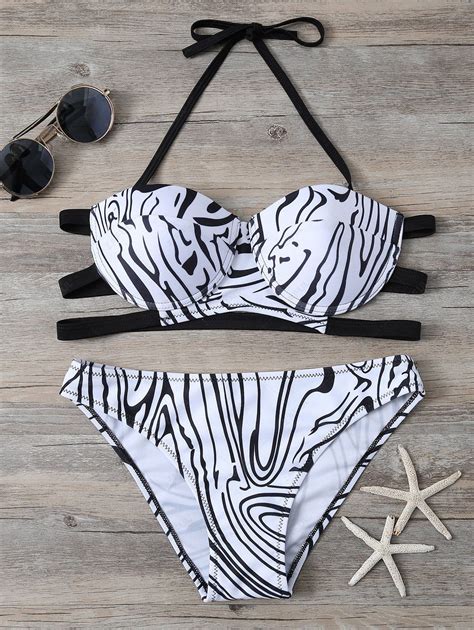 15 Off 2020 Zebra Print Underwire Bikini In White And Black Zaful