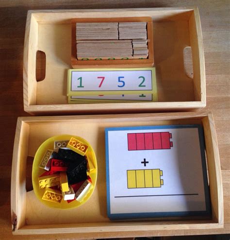 Montessori Maths Trays Decimal Cards Addition Using Lego