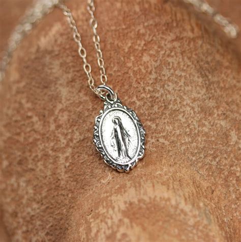 Sterling Silver Virgin Mary Necklace Religious Necklace Catholic