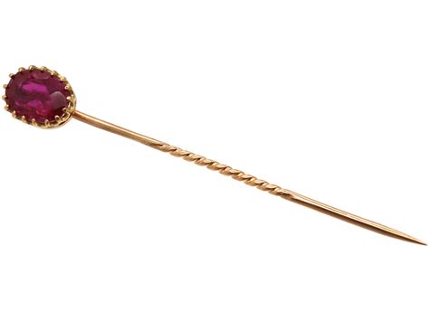 Art Deco 9ct Gold And Synthetic Ruby Tie Pin The Antique Jewellery Company