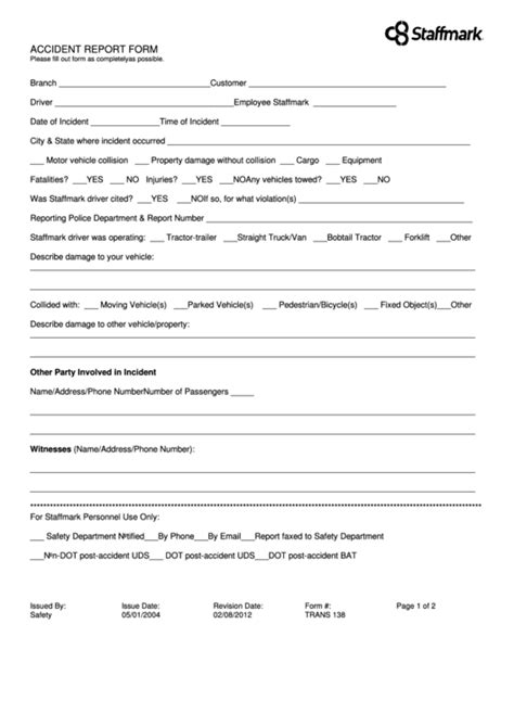 accident report form printable