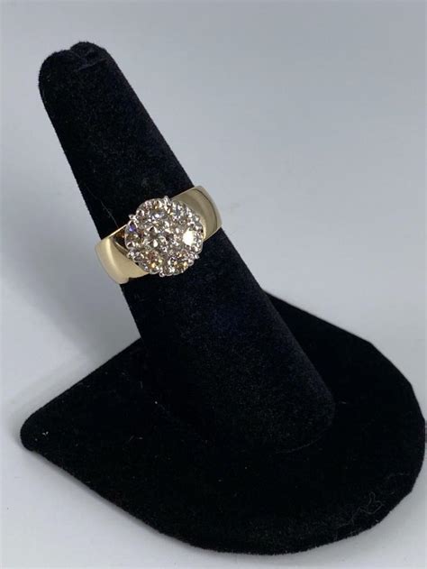 Lot Vintage 14kt Yellow Gold Diamond Cluster Ring