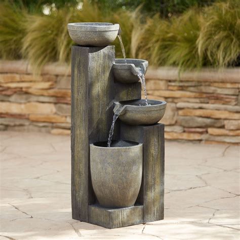 John Timberland Rustic Outdoor Floor Water Fountain With Light Led 40 1