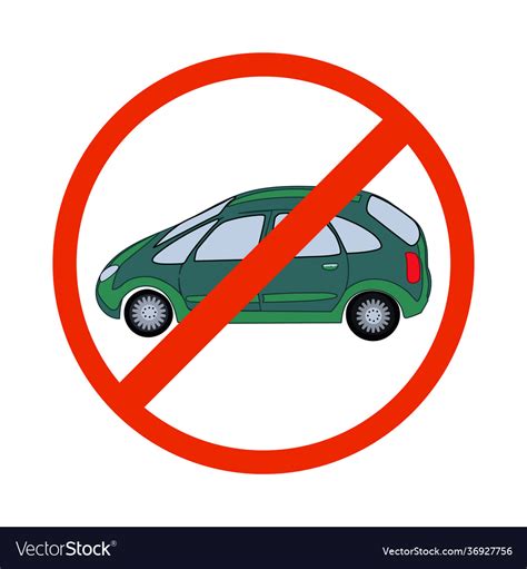 No Cars Sign Isolated On White Background Vector Image