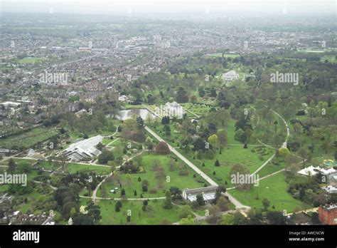 Aerial View Of The Royal Botanic Gardens In Kew Featuring The Princess
