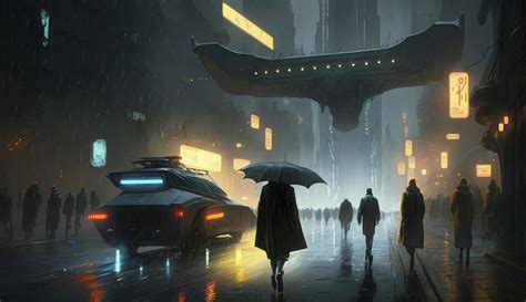 Cyberpunk Streets Illustration Futuristic City Dystoptic Artwork At