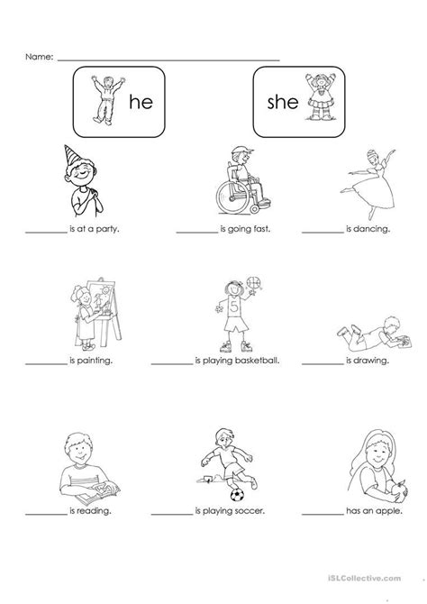Simply bind all of the pages together to make it into a class book! He or she? (With images) | Pronoun worksheets, Personal ...
